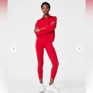 SPANX AirEssentials Half Zip in Spanx red